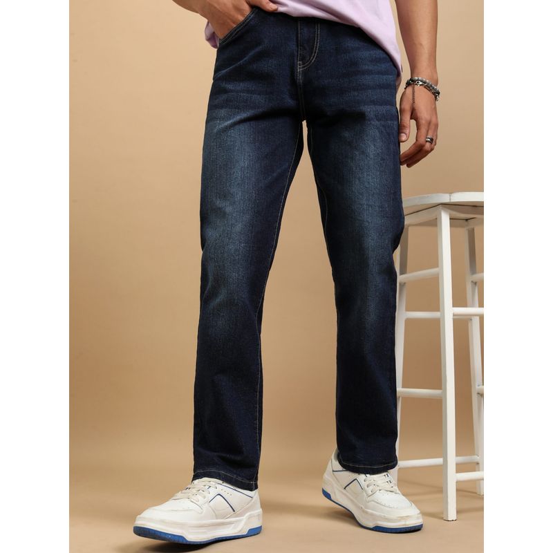 HIGHLANDER Men Blue Cotton Lycra Solid Regular Jeans (30)