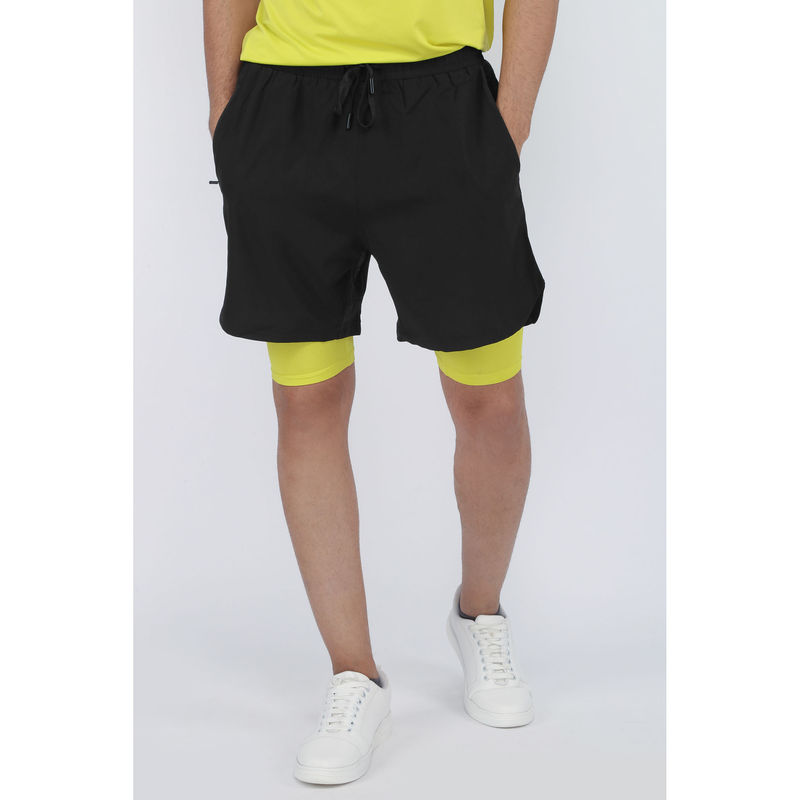Dida Black Men Stretchable Regular Fit Multi-Purpose Flagship Sports Short (L)