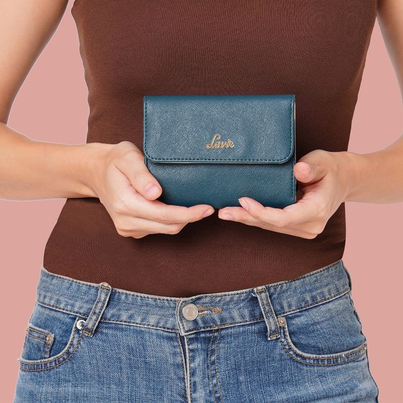 Buy Lavie Safain Women Small Trifold Wallet Teal S Online