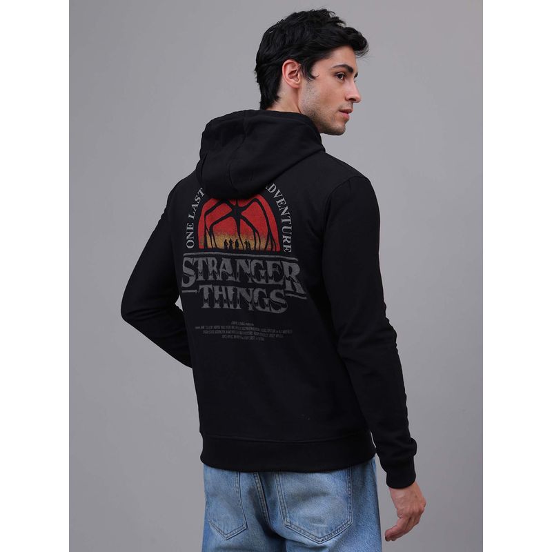 Free Authority Official Men Stranger Things Printed Regular Fit Black Hoodie (M)