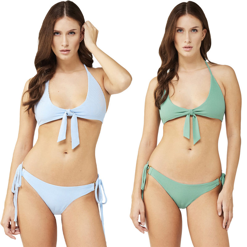 Secrets By ZeroKaata Women Assorted Stretchable Ribbed Swim Bikini Set (XS)