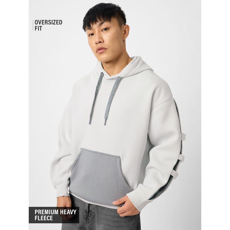 The Souled Store Galactic White Mens Oversized Hoodie (XL)