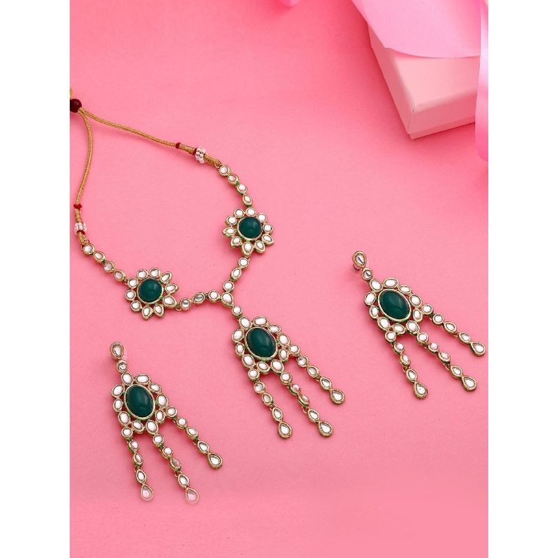 American Emerald Kundan Necklace Set