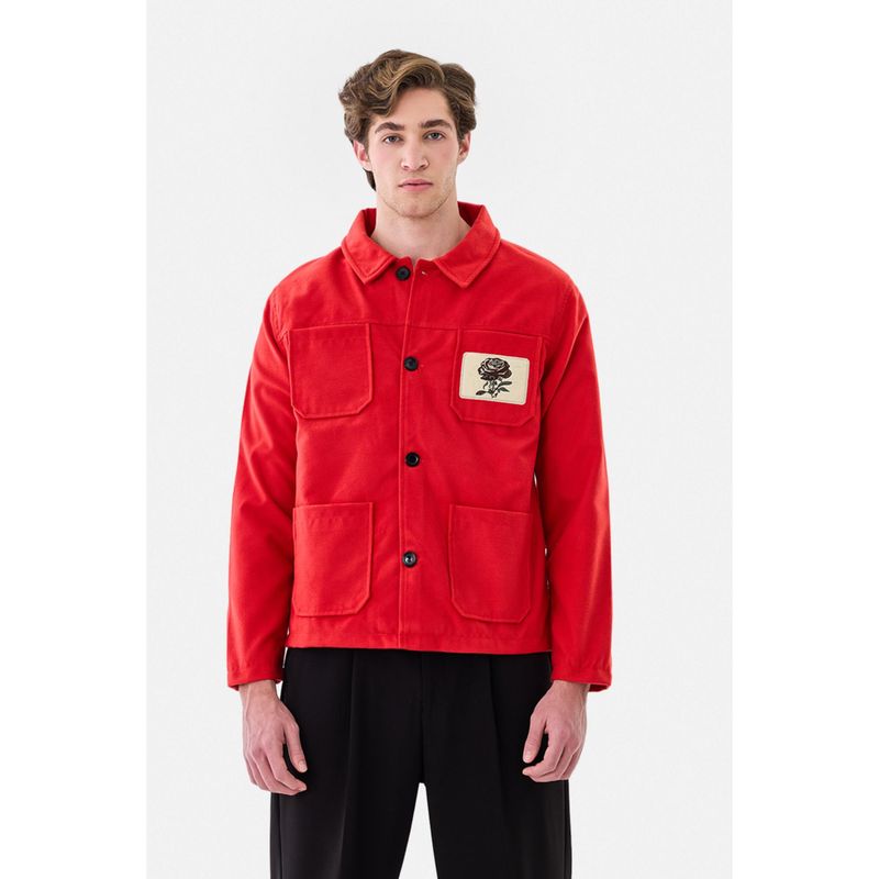 Snitch Red Solid Full Sleeves Regular Casual Jacket for Men (M)