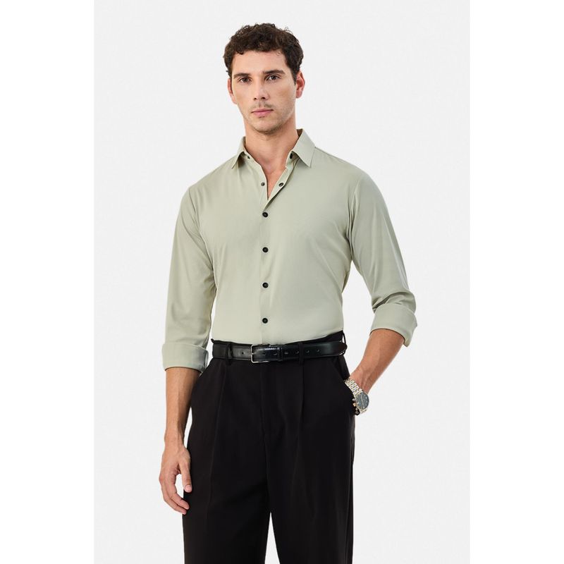 Snitch Light Green Solid Full Sleeves Regular Formal Shirt (2XL)