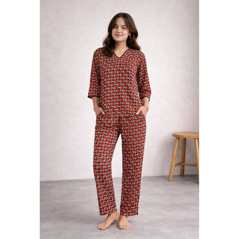 Dear Bed Comfort Clothing Rust Women Kurti & Pyjama (Set of 2) (S)