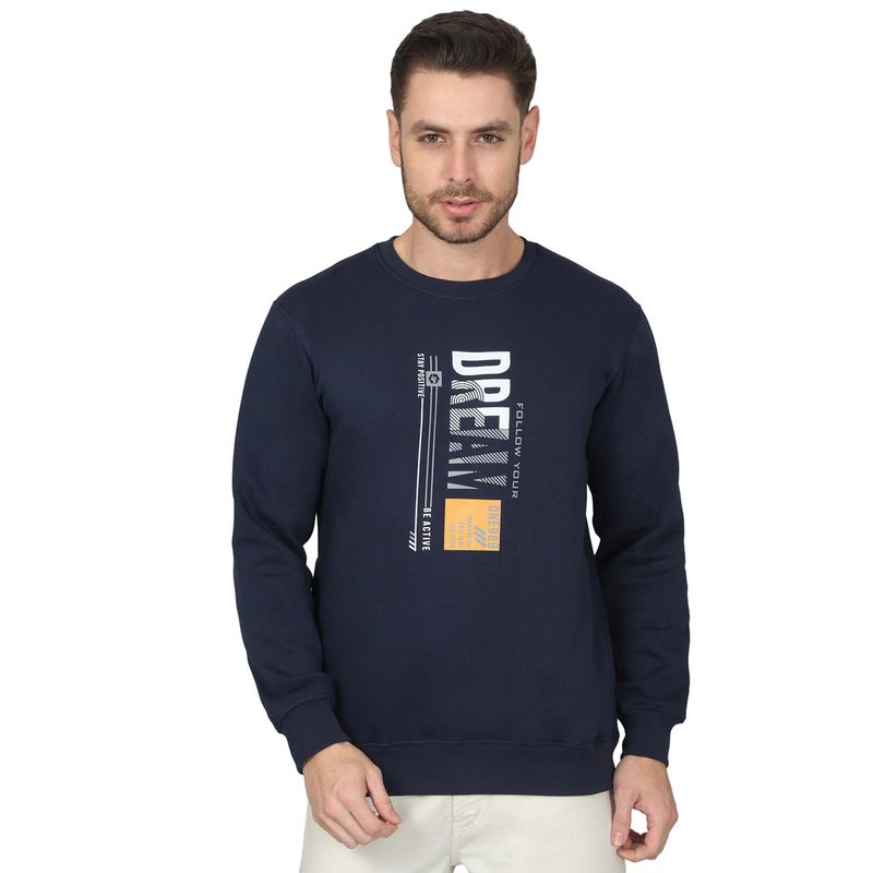 Cantabil Men Blue Round Neck Casual Sweatshirt (L)