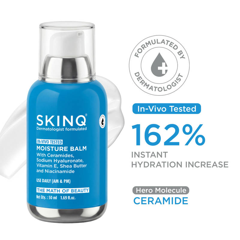 SKINQ Ceramide Moisturiser for Dry, Dehydrated Skin, 72-Hour Hydration, Dermat Formulated