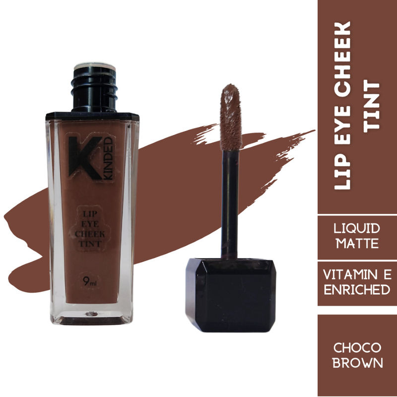 KINDED Lip, Eye & Cheek Tint with Vitamin-E Enriched - 07 Choco Brown
