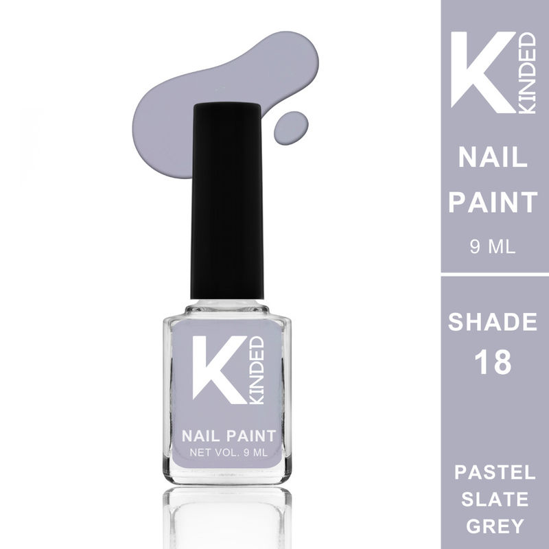 KINDED Long Stay Glossy Finish Nail Paint - 18 Pastel Slate Grey