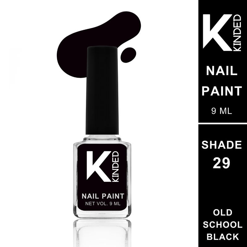 KINDED Long Stay Glossy Finish Nail Paint - 29 Old School Black