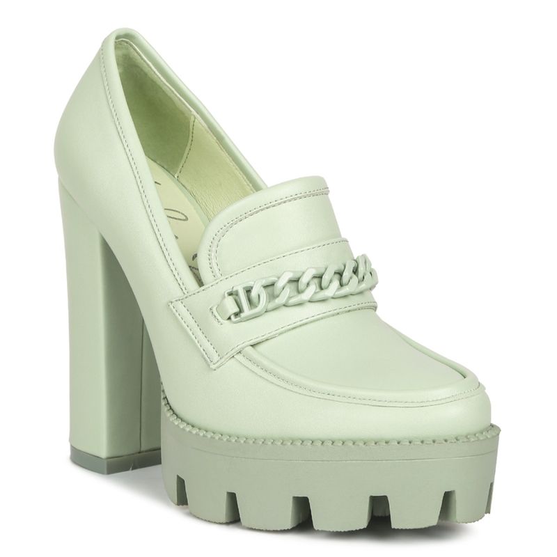 London Rag Green Chunky High Heel Loafers (EURO 36)