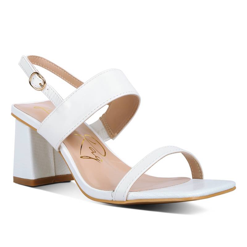 London Rag White Solid Block Heel Sandals (EURO 36)