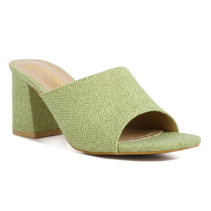 London Rag Block Heel Slip On Sandals In Green (EURO 36)