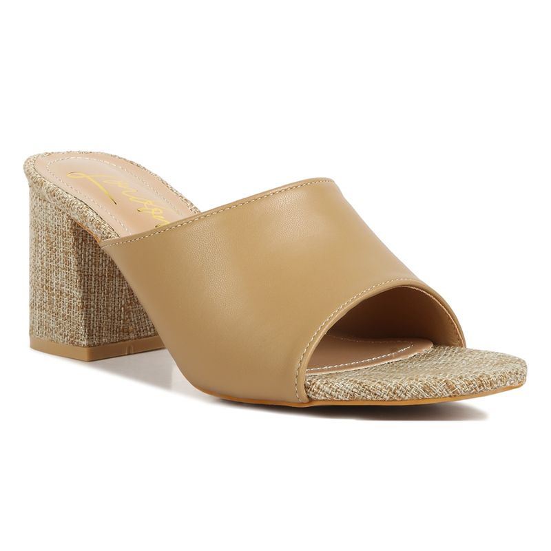 London Rag Block Heel Slip On Sandals In Tan (EURO 36)
