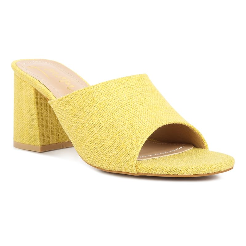 London Rag Block Heel Slip On Sandals In Yellow (EURO 36)