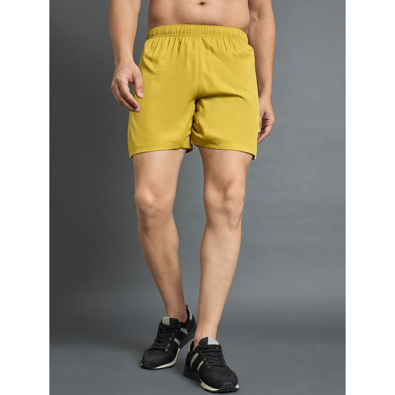 Dida Men Yellow Outdoor Mid Rise Regular Fit Dri-Fit Sports Shorts (L)