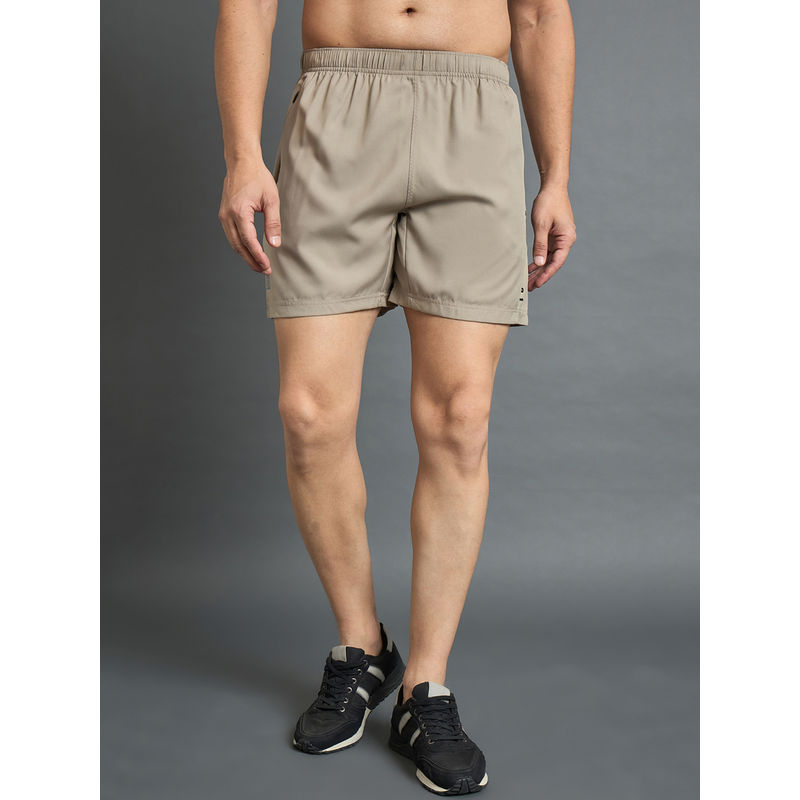 Dida Men Beige Outdoor Mid Rise Regular Fit Dri-Fit Sports Shorts (L)