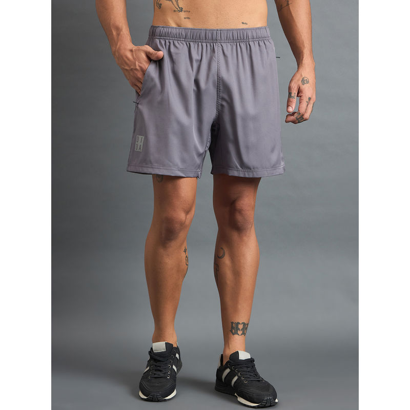 Dida Men Grey Outdoor Mid Rise Regular Fit Dri-Fit Sports Shorts (M)