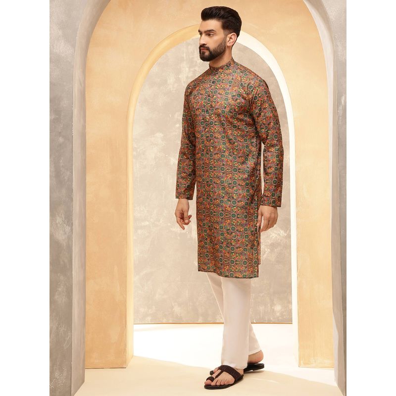 SOJANYA Green Cotton Blend Festive Kurta With Pyjama (36)