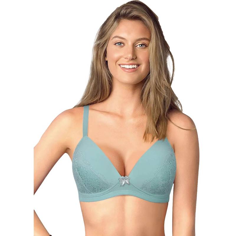 Shyaway Taabu FullCoverage Wirefree LaceCup Everyday Padded Bra- Blue (32DD)