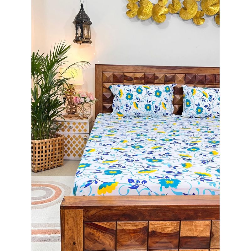 Buy Urban Space Divine 144 Tc Cotton Bedsheets For Double Bed Floret