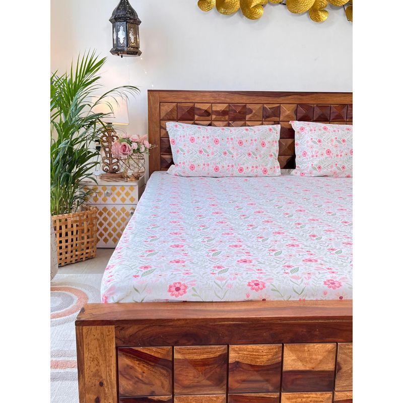 Urban Space Divine 144 Tc Cotton Bedsheets For Double Bed Zinnia