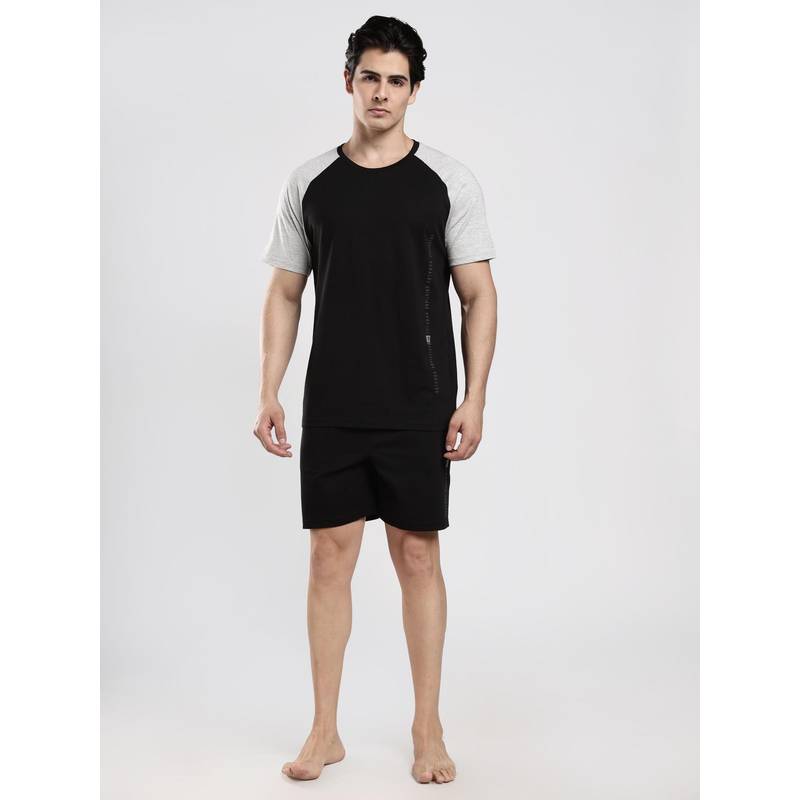 CR7 Cristiano Ronaldo Men Black Cotton T-Shirt with Shorts (S)