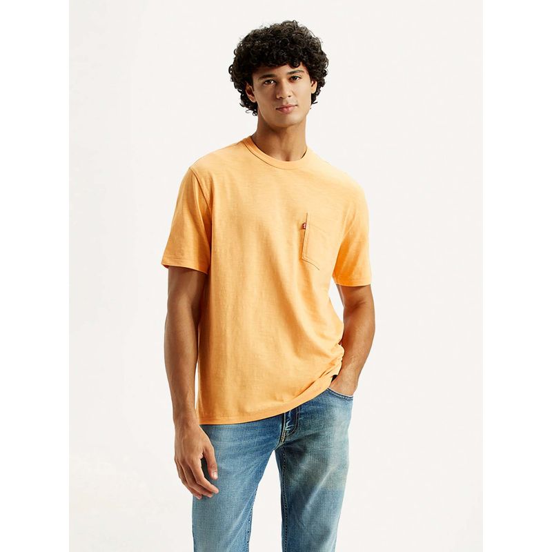 Levi's Orange Solid T-Shirt (M)