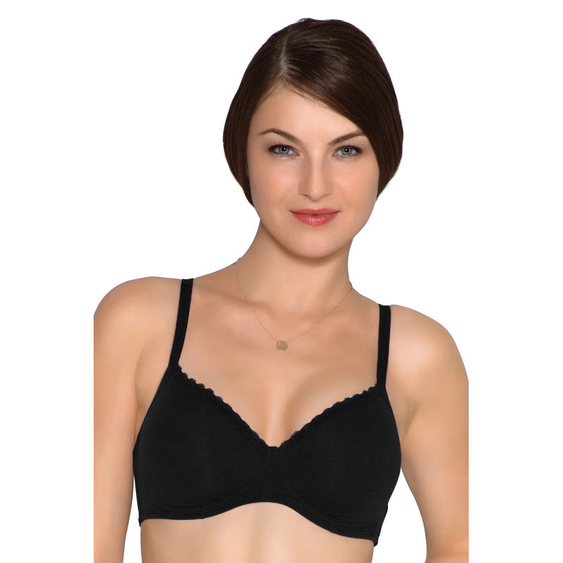 Amante Cotton Casuals Padded Non-Wired T-Shirt Bra - Black (38B)