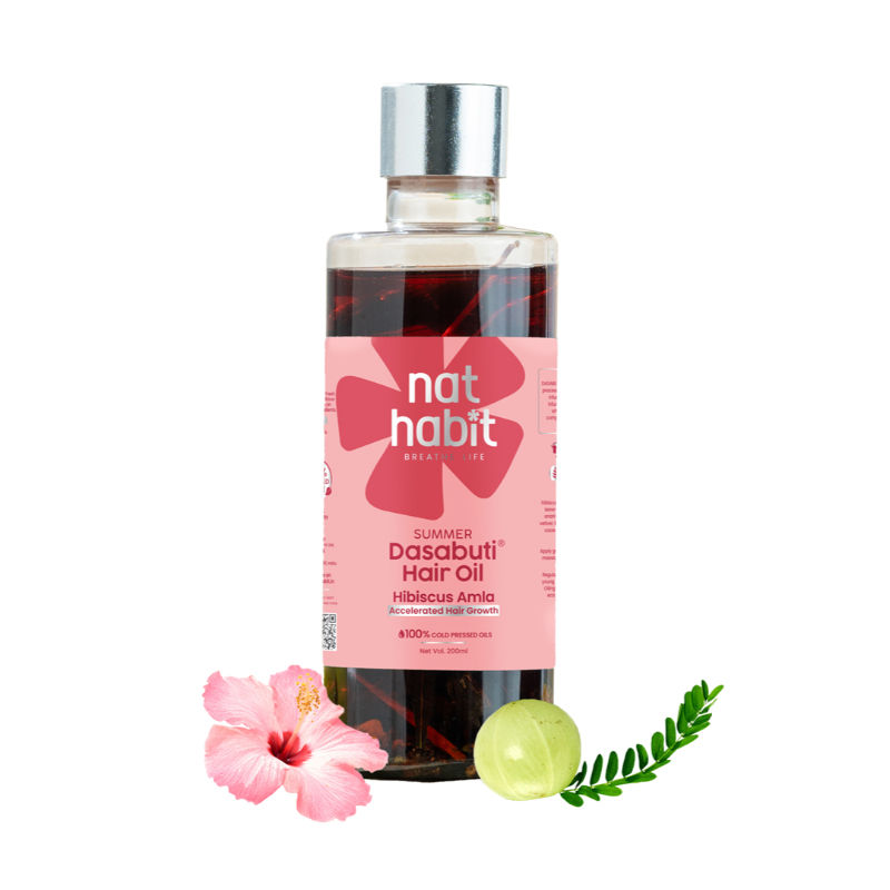 Nat Habit Hibiscus Amla Hair Growth & Thickening Summer Ayurvedic Oil with Rosemary Coconut Castor