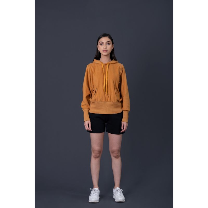 Muvazo Women Mustard Sunset Bloom Hoodie (2XL)