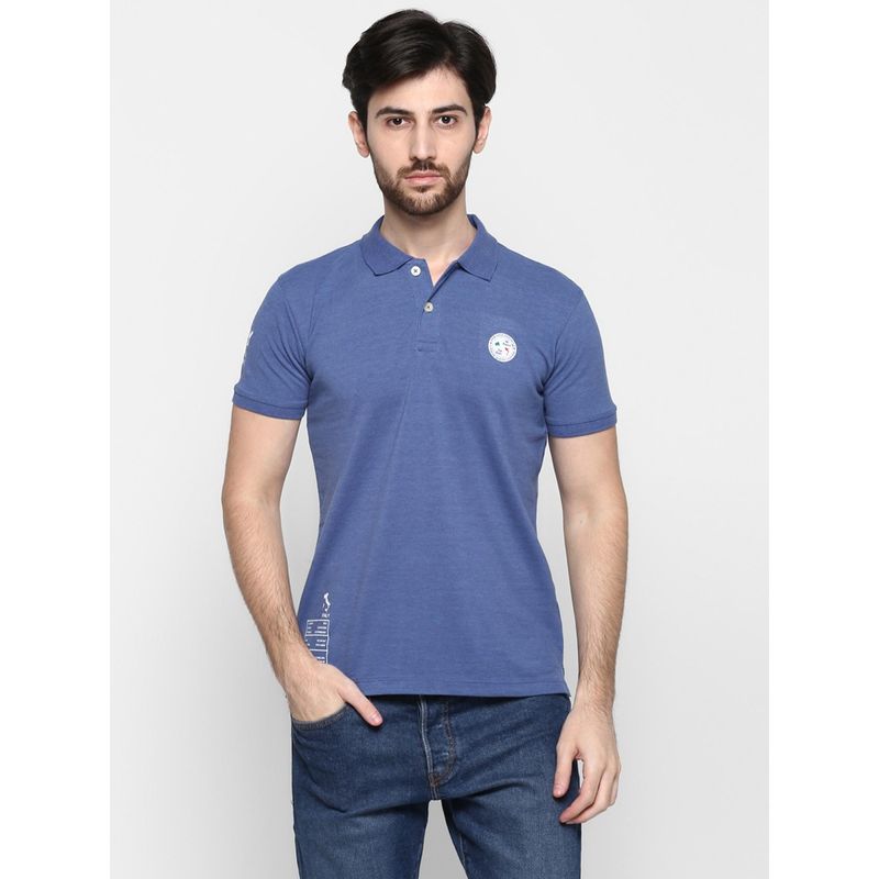 Cantabil Blue Solid Polo T-Shirt (M)