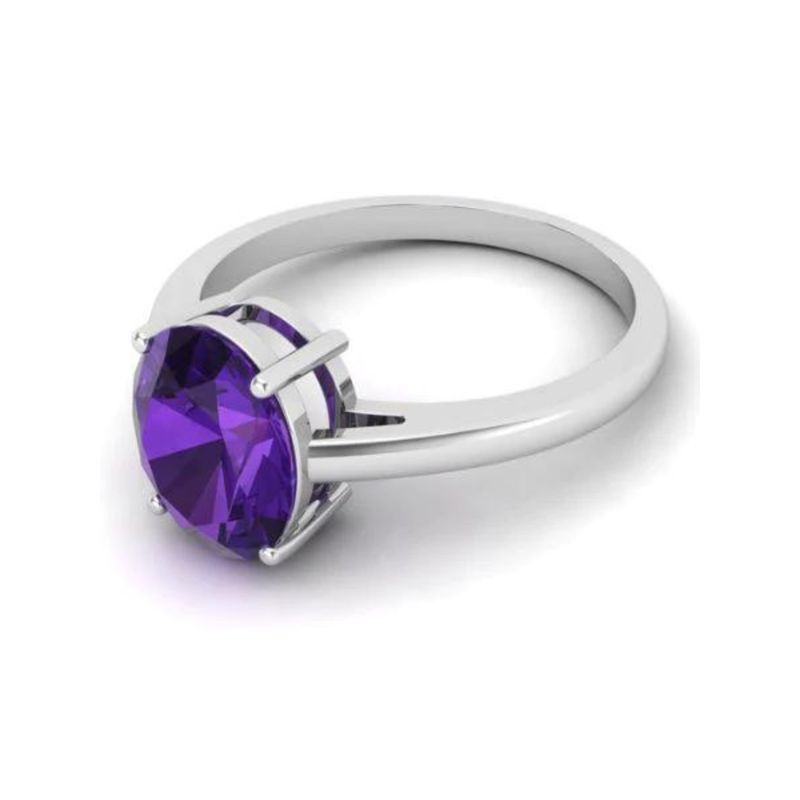 Margento Jewels 925 Sterling Silver Amethyst Bridal Solitaire Ring (7)