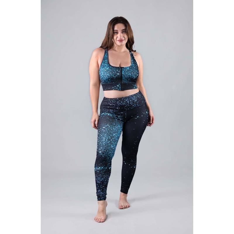 Keepfit Black Printed Sleeveless Top And Tight (XS)