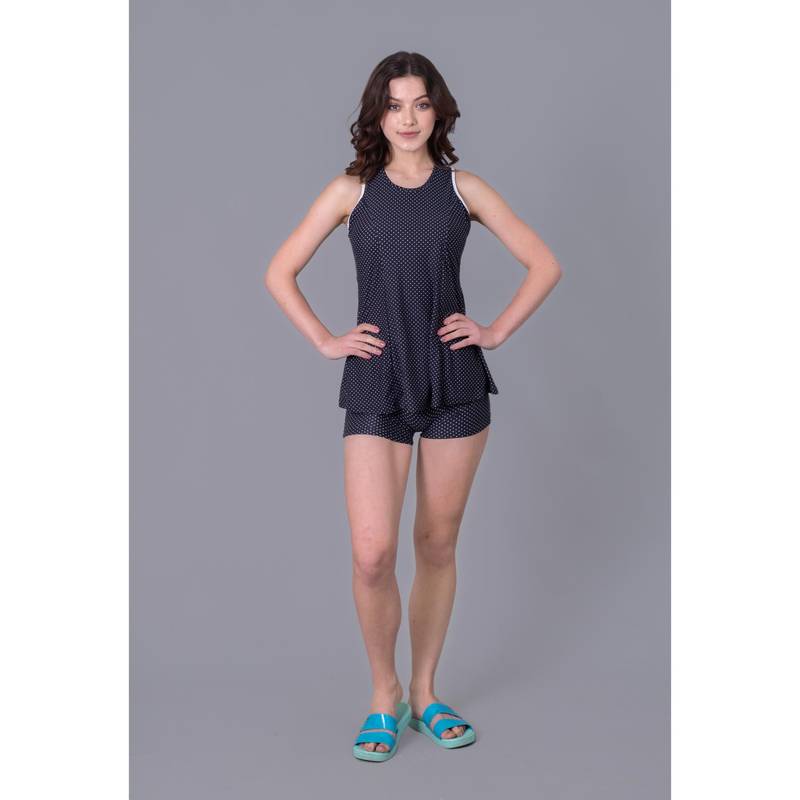 Keepfit Black Printed Sleeveless Top And Shorts (XS)