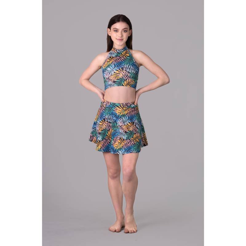 Keepfit Multi-Color Printed Sleeveless Top And Skirt (XS)