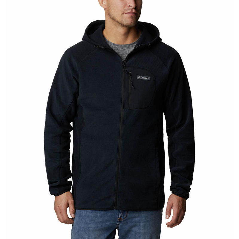 Columbia Mens Blue M Outdoor Tracks Hooded Full Sleeve Trekking Hiking Fleece Jacket (XS)