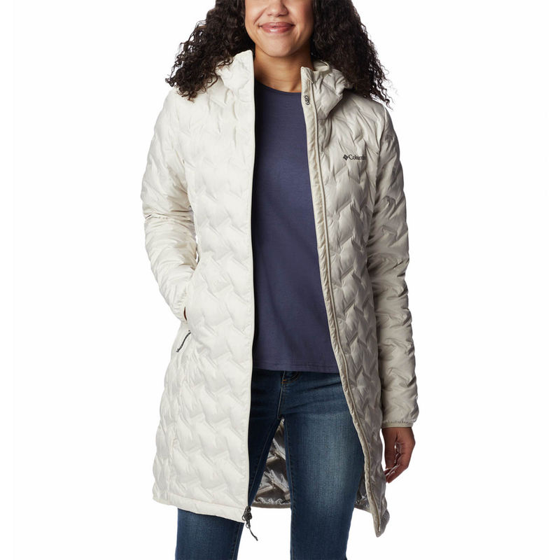 Columbia Womens Off White Delta Ridge Long Down Full Sleeve Trekking Hiking Jacket (XS)