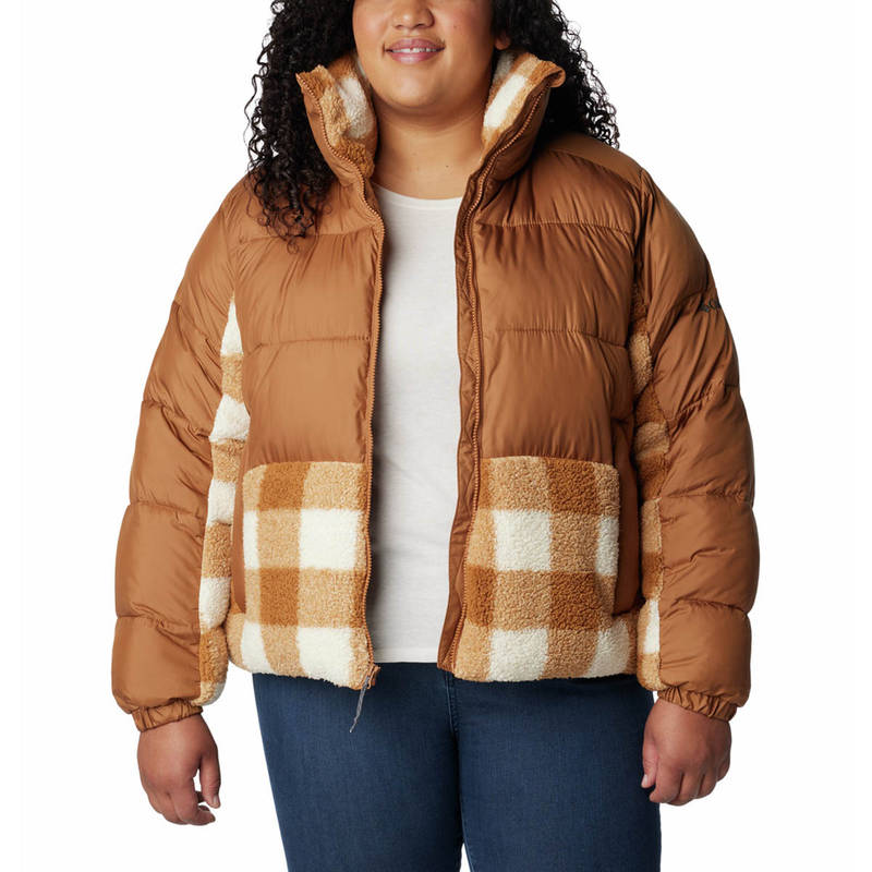 Columbia Womens Brown Leadbetter Point Sherpa Hybrid Full Sleeve Trekking Hiking Jacket (XS)