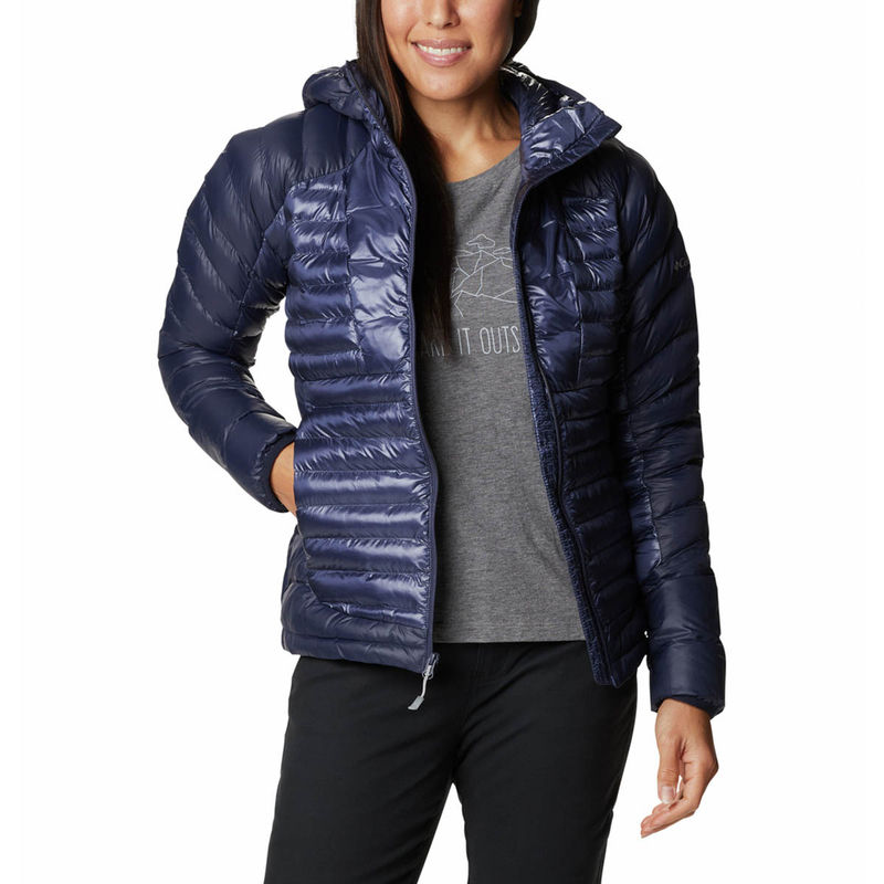 Columbia Womens Blue Labyrinth Loop Hooded Full Sleeve Trekking Hiking Jacket (M)