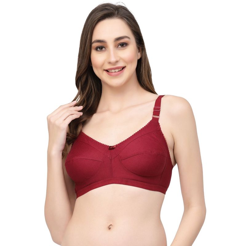 Cukoo Pure Cotton Non Padded Everyday Bra - Maroon (34C)