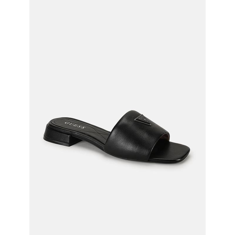 Guess Women Black Solid Slip On Square Toe Sandal Heels (UK 4)