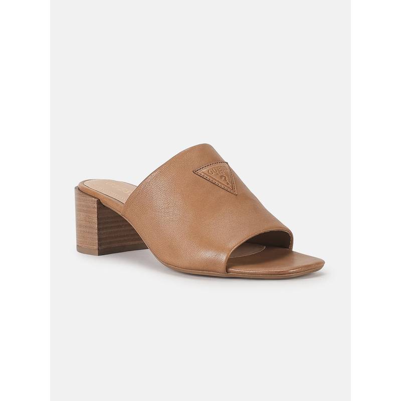Guess Women Tan Solid Slip On Square Toe Sabot Heels (UK 5)