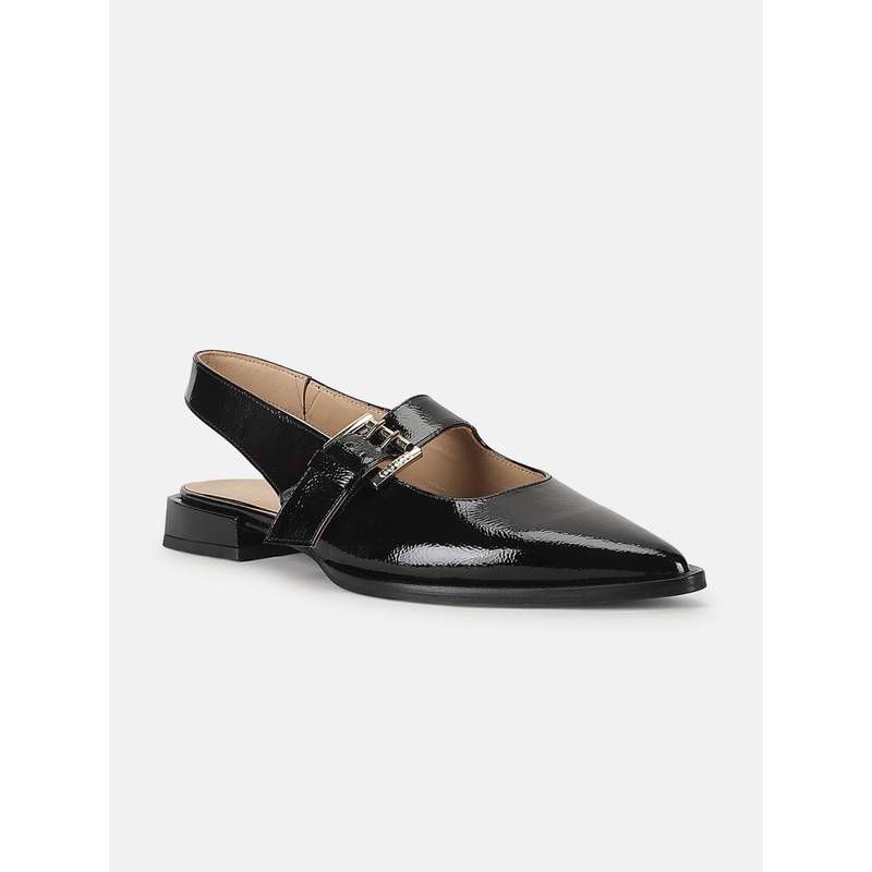 Guess Women Black Solid Buckle Strap Pointed Toe Sling Back Heels (UK 4)