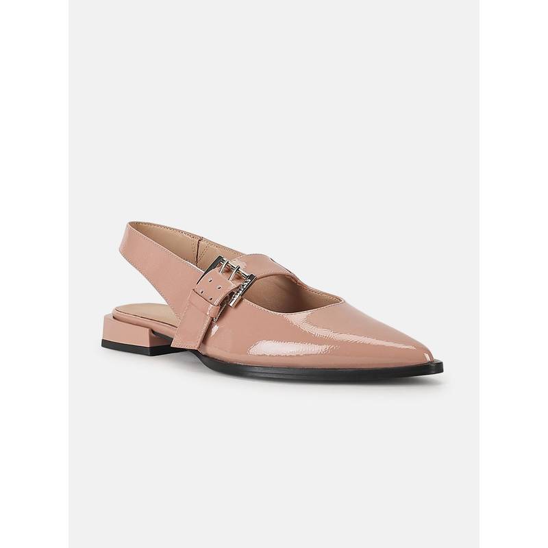 Guess Women Pink Solid Buckle Strap Pointed Toe Sling Back Heels (UK 4)