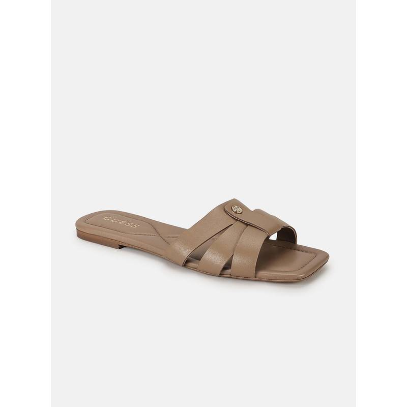 Guess Women Beige Solid Slip On Square Toe Flats (UK 4)