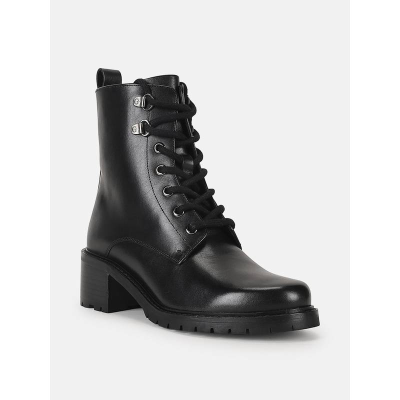 Guess Women Black Solid Lace-Ups Round Toe Anfibio Casual Boots (UK 5)