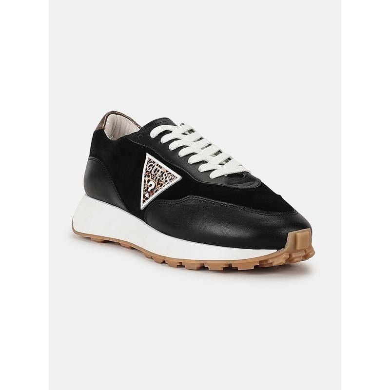 Guess Women Black Colorblock Lace-Ups Round Toe Sneakers (UK 4)
