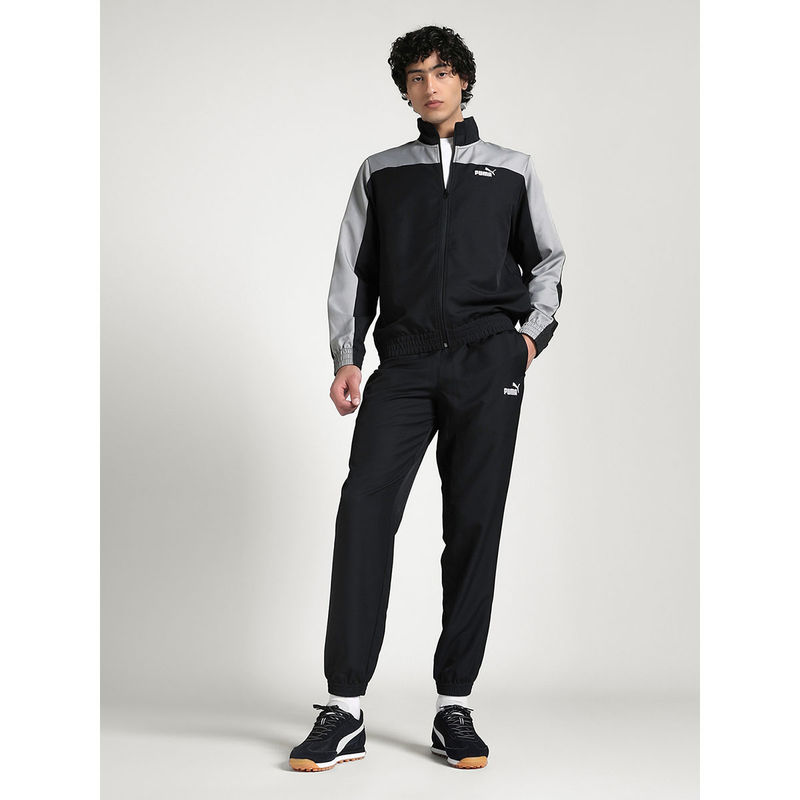 Puma Men Black Colourblock Jacket & Trackpant (Set of 2) (XL)